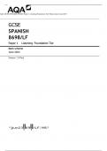 AQA GCSE SPANISH Foundation Tier Paper 1 Listening QP and MS  2023