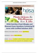 HOSA Nutrition (Food Allergies and Illnesses) Exam Questions Containing 82 terms with Certified Solutions 2024.