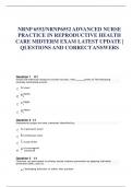 NRNP 6552/NRNP6552 ADVANCED NURSE  PRACTICE IN REPRODUCTIVE HEALTH  CARE MIDTERM EXAM LATEST UPDATE |  QUESTIONS AND CORRECT ANSWERS