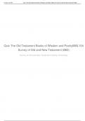 Quiz The Old Testament Books of Wisdom and Poetry BIBL104 Survey of Old and New Testament (B62)  Survey of Old and New Testament (BIBL 104) Liberty University A+