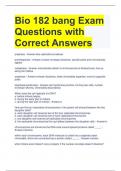 Bundle For Bio 182 Exam Questions with Correct Answers