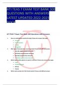 ATI TEAS 7 EXAM TEST BANK 300 QUESTIONS WITH ANSWERS LATEST UPDATED 2022-2023 DOCX