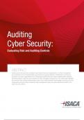 ISACA: Auditing Cyber Security: Evaluating Risk and Auditing Controls