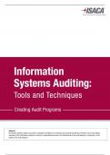 ISACA : Information Systems Auditing: Tools and Techniques Creating Audit Programs