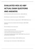 EVALUATED HESI A2 A&P ACTUAL EXAM QUESTIONS AND ANSWERS 