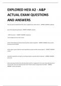 EXPLORED HESI A2 - A&P ACTUAL EXAM QUESTIONS AND ANSWERS 