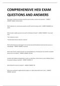 COMPREHENSIVE HESI EXAM QUESTIONS AND ANSWERS 