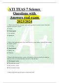 ATI TEAS 7 Science Questions with Answers real exam  2023/2024