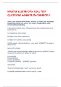 MASTER ELECTRICIAN REAL TEST  QUESTIONS ANSWERED CORRECTLY