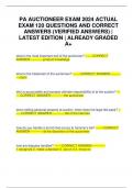 PA AUCTIONEER EXAM 2024 ACTUAL EXAM 120 QUESTIONS AND CORRECT ANSWERS (VERIFIED ANSWERS) | LATEST EDITION | ALREADY GRADED A+