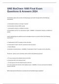 UNE BioChem 1005 Final Exam Questions & Answers 2024