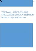 Test Bank - Karps Cell and Molecular Biology, 9th Edition (Karp, 2020) Chapter 1-18