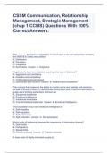 CSSM Communication, Relationship Management, Strategic Management (chap 1 CCMS) Questions With 100% Correct Answers.