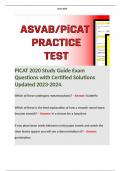 PICAT 2020 Study Guide Exam Questions with Certified Solutions Updated 2023-2024.  