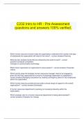   C232 Intro to HR - Pre-Assessment questions and answers 100% verified.