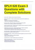 SPLH 620 Exam 3 Questions with Complete Solutions