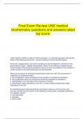  Final Exam Review UNE medical biochemistry questions and answers latest top score.