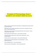    Principles of Pharmacology: Exam 1 questions and answers latest top score.