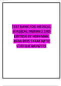 BEST REVIEW TEST BANK FOR MEDICAL  SURGICAL NURSING 2ND  EDITION BY HOFFMAN 2024/2025 EXAM WITH  VERIFIED ANSWERS