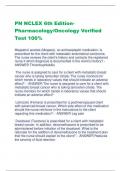 PN NCLEX 6th EditionPharmacology/Oncology Verified  Test 100%