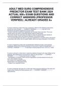 ADULT MED SURG COMPREHENSIVE PREDICTOR EXAM TEST BANK 2024 ACTUAL 500+ EXAM QUESTIONS AND CORRECT ANSWERS (PROFESSOR VERIFIED) | ALREADY GRADED A+