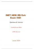 INET HESI RN Exit Exam (V2) - Questions & Answers Verified Screen Shots (98% Success) Latest 2024