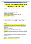 Lactation Final Exam Solved 100% Correct 2024|Actual Exam