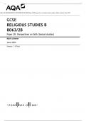 AQA GCSE RELIGIOUS STUDIES B 8063/2X Paper 2X Perspectives on faith (Islam) Mark scheme June 2023