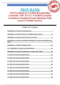 Full Test Bank for Certified Breastfeeding Counselor- CBC & CLC- Certified Lactation Counselor/ Consultant Exams Questions With Correct Verified Answers