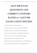 ASCP MB EXAM  QUESTIONS AND  CORRECT ANSWERS  RATED A+/ ASCP MB  EXAM LATEST 2023/2024    