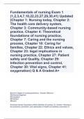 Fundamentals of nursing Exam 1 (1,2,3,4,7,10,22,23,27,29,30,41) Updated (Chapter 1: Nursing today, Chapter 2: The health care delivery system, Chapter 3: Community-based nursing practice, Chapter 4: Theoretical foundations of nursing practice, Chapter 7: 