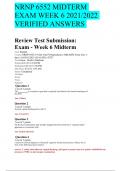 NRNP 6552 MIDTERM EXAM WEEK 6 2021/2022 VERIFIED ANSWERS