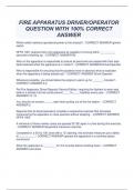 FIRE APPARATUS DRIVER/OPERATOR QUESTION WITH 100% CORRECT  ANSWER