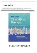 Test Bank For Abrams' Clinical Drug Therapy: Rationales for Nursing Practice 13th Edition by Geralyn Frandsen, SANDRA PENNINGTON||All Chapters||ISBN NO:10,1975222326||ISBN NO:13,978-1975222321||Complete Guide A+