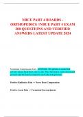 NBCE PART 4 BOARDS - ORTHOPEDICS //NBCE PART 4 EXAM  200 QUESTIONS AND VERIFIED  ANSWERS LATEST UPDATE 2024