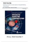 Test Bank for Advertising, Promotion, and other aspects of Integrated Marketing Communications, 10th Edition, J. Craig Andrews, Terence A. Shimp