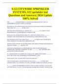 S-12 CITYWIDE SPRINKLER  SYSTEMS, S12 sprinkler test Questions and Answers| 2024 Update  100% Solved