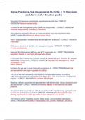 Alpha Phi Alpha risk management2023/2024 | 71 Questions  and Answers(A+ Solution guide) The policy that governs expectations regarding behavior is the - CRRECT  ANSWERPersonal conduct policy An effective risk management policy has three components. - CRRE