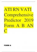 ATI RN VATI COMPREHENSIVE PREDICTOR FORM A,B,C& D VATI RN COMPREHENSIVE PREDICTOR 2023 UPDATE FORM A,B, C & D EACH FORM CONTAINS 180+ QUESTIONS AND ANSWERS GRADED A+ 