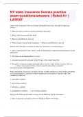 NY state insurance license practice exam questions/answers | Rated A+ | LATEST 