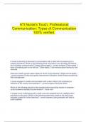   ATI Nurse's Touch: Professional Communication: Types of Communication 100% verified.