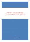 Test Bank - Focus on Nursing Pharmacology (8th Edition by Karch)