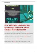 PICAT Verification Study Guide Test Questions (37 terms) with Verified Solutions Updated 2023-2024.   