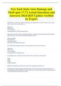 New York State Auto Damage and  Theft quiz 17-71 Actual Questions and  Answers| 2024/2025 Update Verified  by Expert