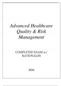 ADVANCED HEALTHCARE QUALITY & RISK MANAGEMENT COMPLETED EXAM