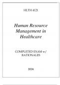 HLTH 4121 HUMAN RESOURCE MANAGEMENT IN HEALTHCARE COMPLETED EXAM