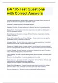 BA 105 Test Questions with Correct Answers 