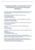 Coaching Knowledge Assessment (CKA) for ICF  Actual Questions and Answers 2024 Update  GRADED A+ ICF Definition of Coaching - CORRECT ANSWERPartnering with clients in a thoughtprovoking and creative process that inspires them to maximize their personal a