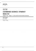 AQA   GCSE COMBINED SCIENCE SYNERGY 8465/1H Higher Tier	Paper 1 Life and Environmental Sciences Mark scheme June 2023