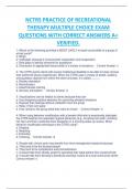 NCTRC PRACTICE OF RECREATIONAL  THERAPY MULTIPLE CHOICE EXAM  200 QUESTIONS WITH CORRECT ANSWERS A+  VERIFIED